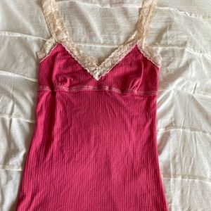 adorable hot pink lace tank top